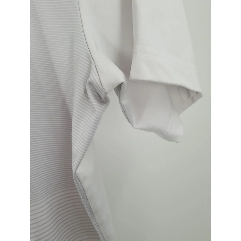 Callaway Opti Dri Golf Polo‎ Mens Shirt XL White Gray Striped Short Sleeve Logo - Picture 5 of 7
